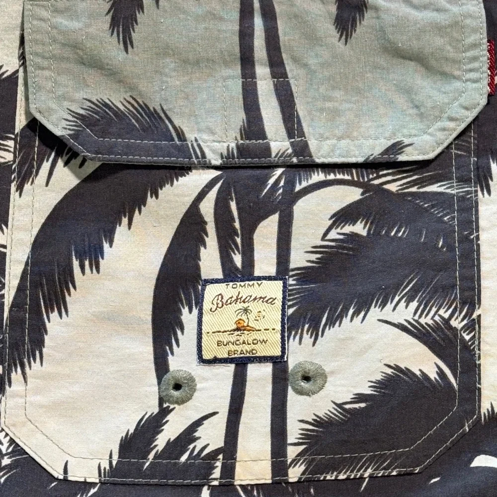 Tommy Bahama Mens LARGE‎ Palm Tree Print Swim Trunks Mesh Lined Pocket Shorts